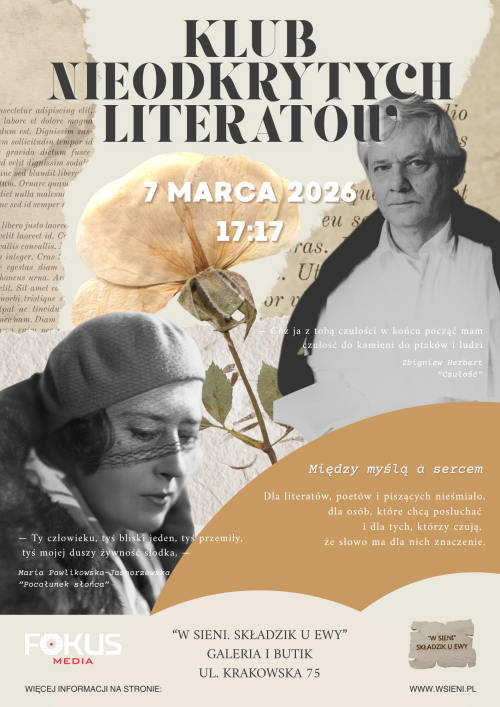 klub nieodkrytych literatów plakat 7.03